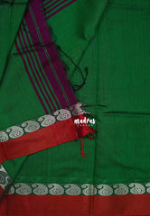 Magenta Purple - Leela Premium Khadi Cotton with Thread Weaving Mango Border - Perfect for Office Wear