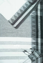 White - Leela - Soft assam cotton plain body with temple thread border