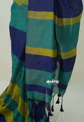 (PRE-BOOKING) Blue & Olive Tone - Leela - Breezy Summer series – Soft Khadi Saree