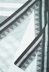 White - Leela - Soft assam cotton plain body with temple thread border