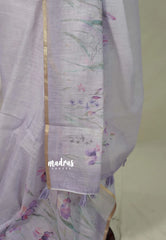 Misty Lavender - Linen Cotton Saree with Floral Prints - Best for Office Wear | Casual Wear