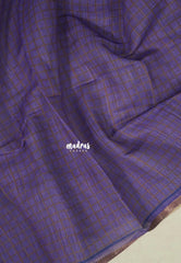 Lavender Purple - Linen Cotton Saree Checks Body with Kalamkari Pallu and Blouse - Best for Office Wear | Casual Wear