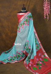 (PRE-BOOKING) Sky Spark - Linen Cotton with Divine Lotus Border with Mangalgiri Border - Best for Small Functions