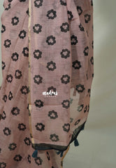 Muted Blush Pink - Linen Cotton Saree Flower Buttas with Tiny Border - Best for Office Wear | Casual Wear