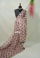 Muted Blush Pink - Linen Cotton Saree Flower Buttas with Tiny Border - Best for Office Wear | Casual Wear