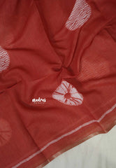 Brick Red - Linen Cotton Saree with Kalamkari Pallu and Blouse - Best for Office Wear | Casual Wear