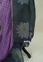 Magenta Pink - Linen Cotton Saree Checks in Body with Border - Best for Office Wear | Casual Wear