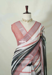Blush Spectrum - Linen Cotton Saree Modern Print with Tissue Border - Perfect for Office Wear | Summer wear | Casual Wear