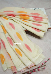 Creamy Cloud - Soft linen cotton with scallop border and embroidery blouse