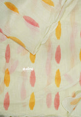 Creamy Cloud - Soft linen cotton with scallop border and embroidery blouse