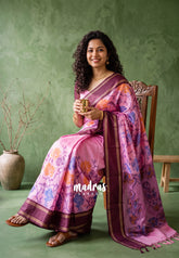 Rose Pink - Chandrika - Ikkat Pochampally Soft Silk with Rettapet Border - Best for Small Functions