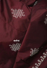 Plum maroon - Oviyam - Madras Margazhi Special Handblock kolam Printed Bamboo Cotton Double Blouse Combo
