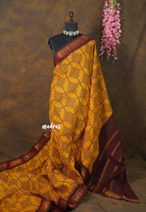 Golden Mustard - Subbulakshmi – Madras Margazhi Special Sungudi Cotton Saree kolam prints with traditional border no blouse