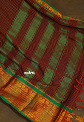 Majestic Maroon - Andal – Madras Margazhi Special - Narayanpet Silk Cotton with muthukattam and mayil border