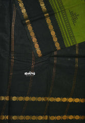 Olive green - Subbulakshmi – Madras Margazhi Special Sungudi Cotton with kolam body rudraksham border