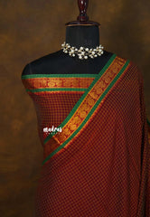 Majestic Maroon - Andal – Madras Margazhi Special - Narayanpet Silk Cotton with muthukattam and mayil border