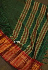 Deep green - Andal – Madras Margazhi Special - Narayanpet Silk Cotton with muthukattam and mayil border