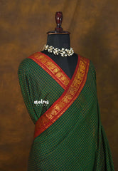 Deep green - Andal – Madras Margazhi Special - Narayanpet Silk Cotton with muthukattam and mayil border