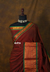 Majestic Maroon - Andal – Madras Margazhi Special - Narayanpet Silk Cotton with muthukattam and mayil border