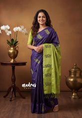 Midnight Purple - Sinamika Vegan Silk Chinnala Pattu Thread Weaving Border - Perfect for Festive Wear