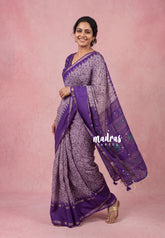Soft Brown Glow - Silky Georgette with batik prints and mirror work