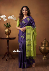 Midnight Purple - Sinamika Vegan Silk Chinnala Pattu Thread Weaving Border - Perfect for Festive Wear