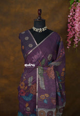 Magenta Purple - Jasmine - Fancy Jute Cotton with Kalamkari Prints - Perfect for Office Wear