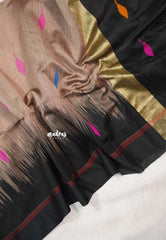 Maheswari - lightweight cotton silk with border - Soft Amber (assorted buttas)