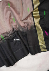 Maheswari - lightweight cotton silk with border - Soft Amber (assorted buttas)