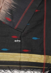 Maheswari - lightweight cotton silk with border - Soft Amber (assorted buttas)