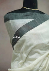 Halfwhite - Maheswari - lightweigt permium cotton silk with jamdani silver weaving