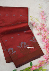 Design 2 Rust Red - Maheswari - Lightweight cotton silk saree Thread Weaving body with Buttas - Best for Small Functions