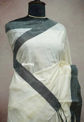 Halfwhite - Maheswari - lightweigt permium cotton silk with jamdani silver weaving