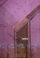 Design 2 Dark Mauve pink - Maheswari - Lightweight cotton silk saree Thread Weaving body with Buttas - Best for Small Functions
