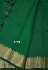 Classic Green - Maheswari - lightweigt cotton silk with rich tissue border - Perfect for Small Functions