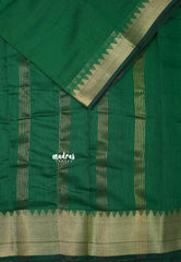 Classic Green - Maheswari - lightweigt cotton silk with rich tissue border - Perfect for Small Functions