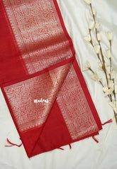 Spicy Red - Maheswari - Lightweight cotton silk saree grooves with big mango getti border - Perfect for Small Functions