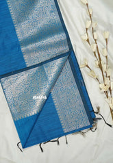 Peacock Blue - Maheswari - Lightweight cotton silk saree grooves with big mango getti border - Perfect for Small Functions