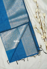 Peacock Blue - Maheswari - Lightweight cotton silk saree grooves with big mango getti border - Perfect for Small Functions