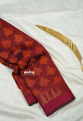 Majestic Maroon - Maheswari - Cotton Silk with Full Weaving Buttas - Best for Small Functions