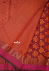 Majestic Maroon - Maheswari - Cotton Silk with Full Weaving Buttas - Best for Small Functions