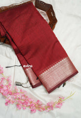 Majestic Maroon - Maheswari - Lightweight cotton silk saree with getti neli border - Perfect for Small Functions