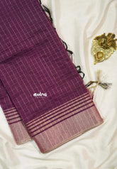 Berry Bliss Purple - Maheswari - Cotton silk saree with checks body - Perfect for Office Wear