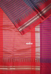Magenta & Green - Maheswari - Premium Lightweight Cotton Silk with Checks and Weaving Border - Perfect for Festive Wear