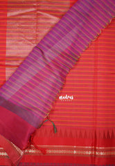 Magenta & Green - Maheswari - Premium Lightweight Cotton Silk with Checks and Weaving Border - Perfect for Festive Wear