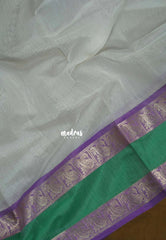 Ivory White - Maheswari - Premium Lightweight Cotton Silk with Rettapet Border - Perfect for Festive Wear