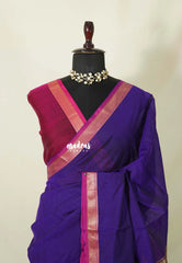 Violet Purple - Maheswari - Lightweight Cotton Silk Saree with Small Getti Border - Perfect for Small Functions