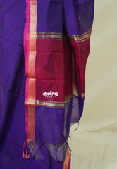 Violet Purple - Maheswari - Lightweight Cotton Silk Saree with Small Getti Border - Perfect for Small Functions