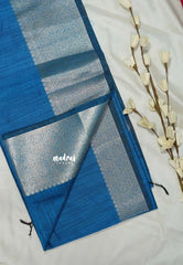 Peacock Blue - Maheswari - Lightweight cotton silk saree grooves with small mango getti border - Perfect for Small Functions