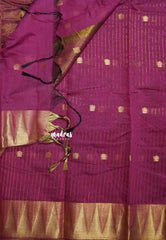 Magenta Purple - Maheswari - Lightweight cotton silk saree with temple weaving border - Perfect for Small Functions